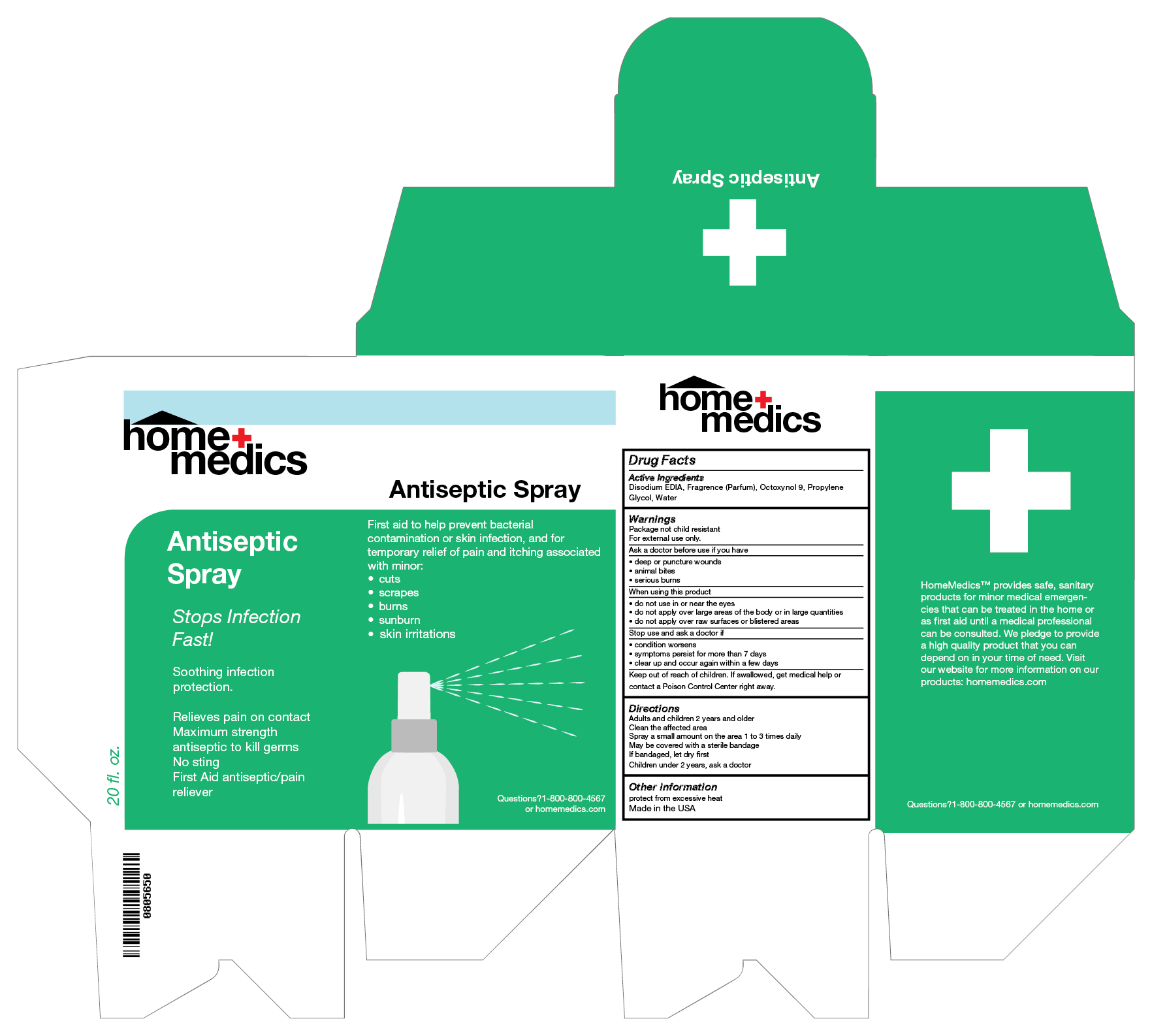 A box design for Home Medics, a antiseptic spray packaging design.