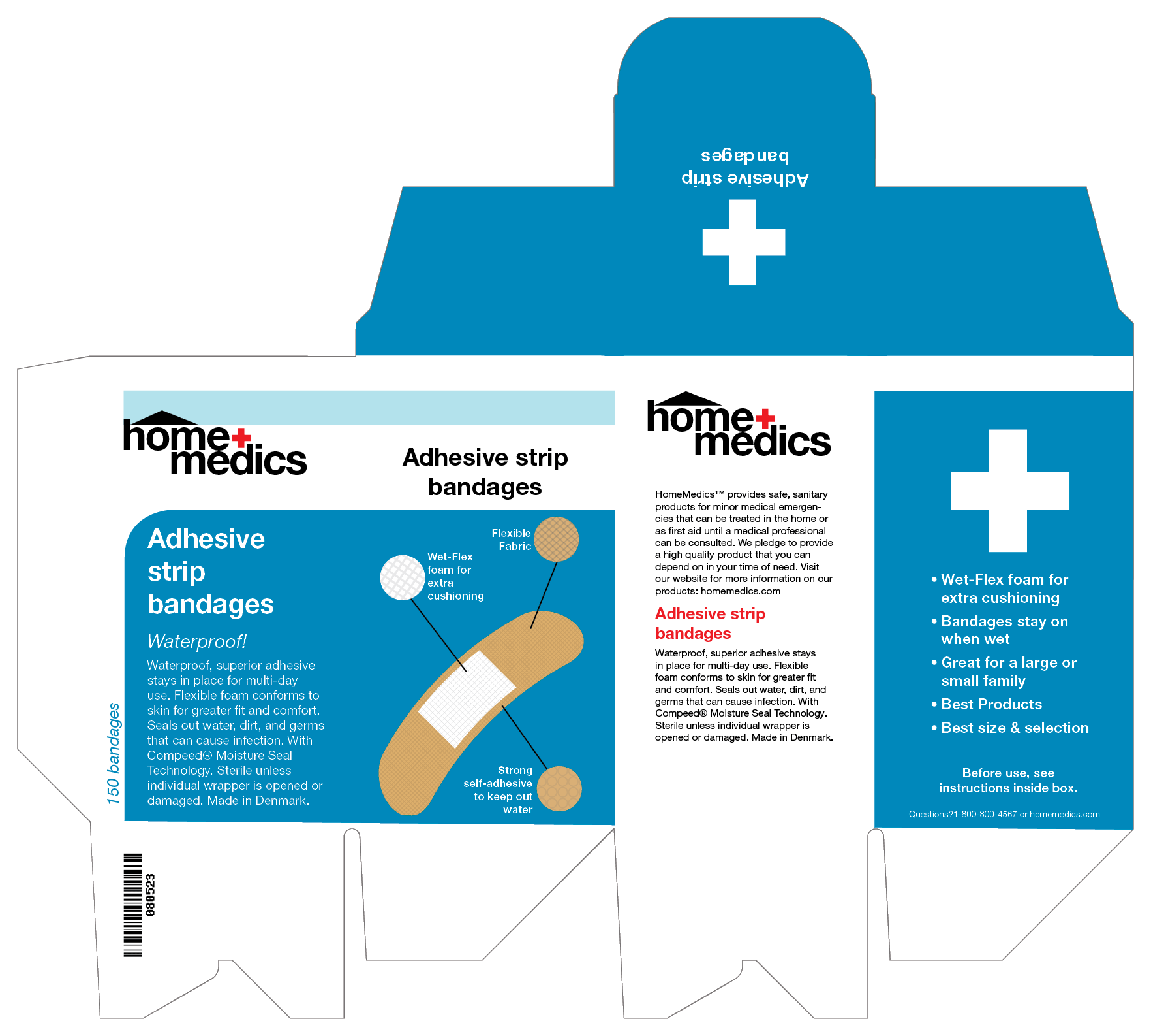 A box design for Home Medics, a bandaid packaging design.