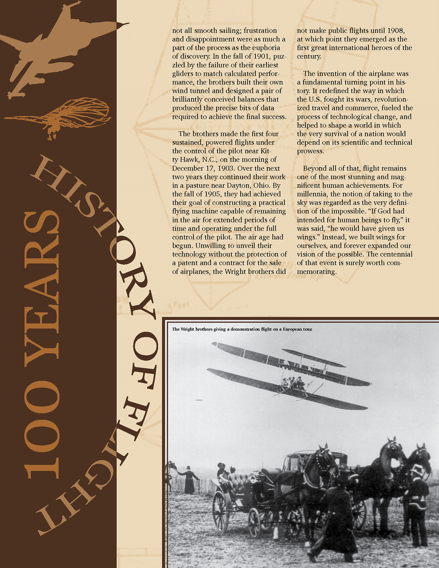 The final page in a booklet about the history of flight.