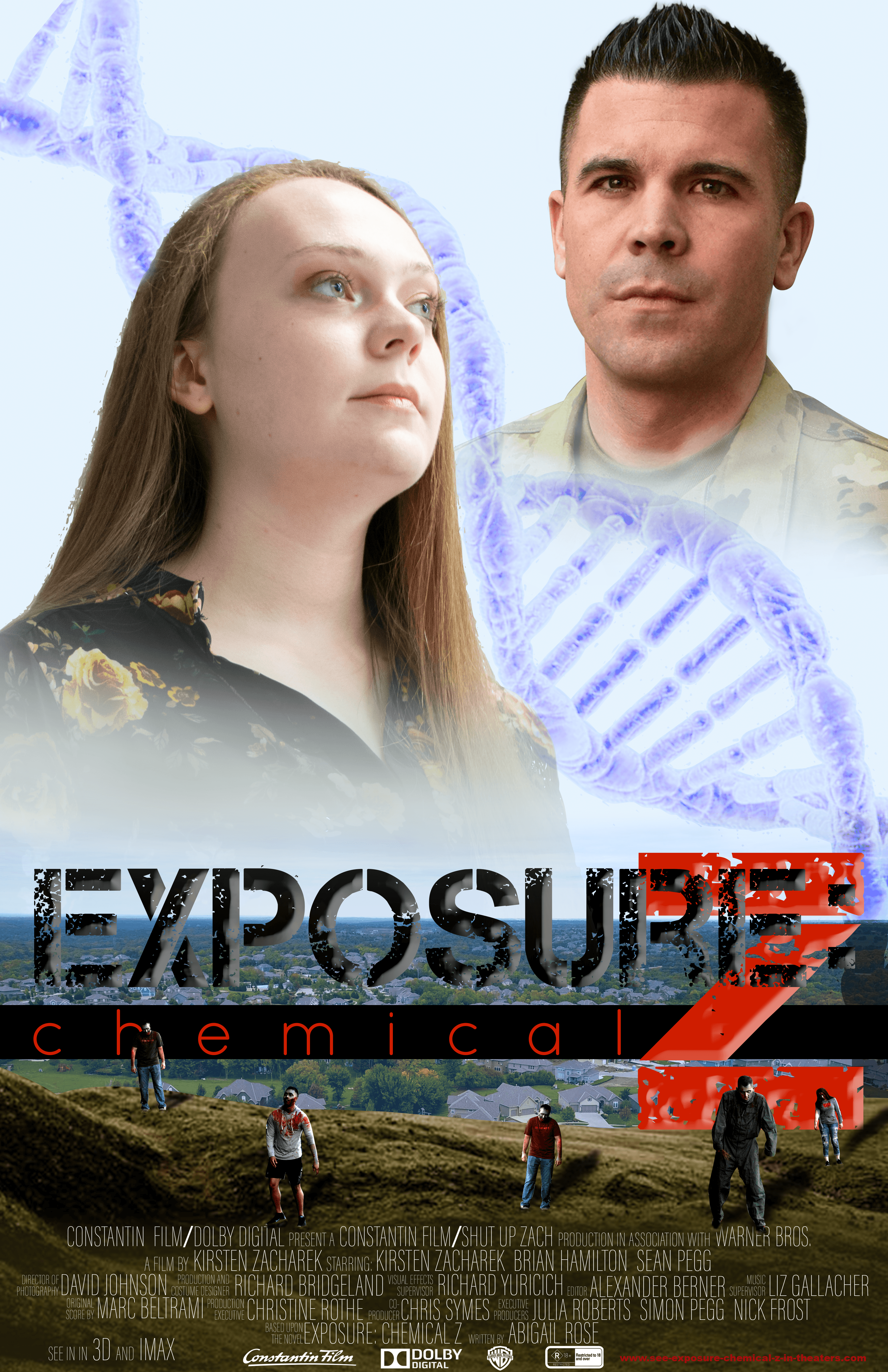 A movie poster of Exposure: Chemical Z, a self-portrait assignment in photoshop class.