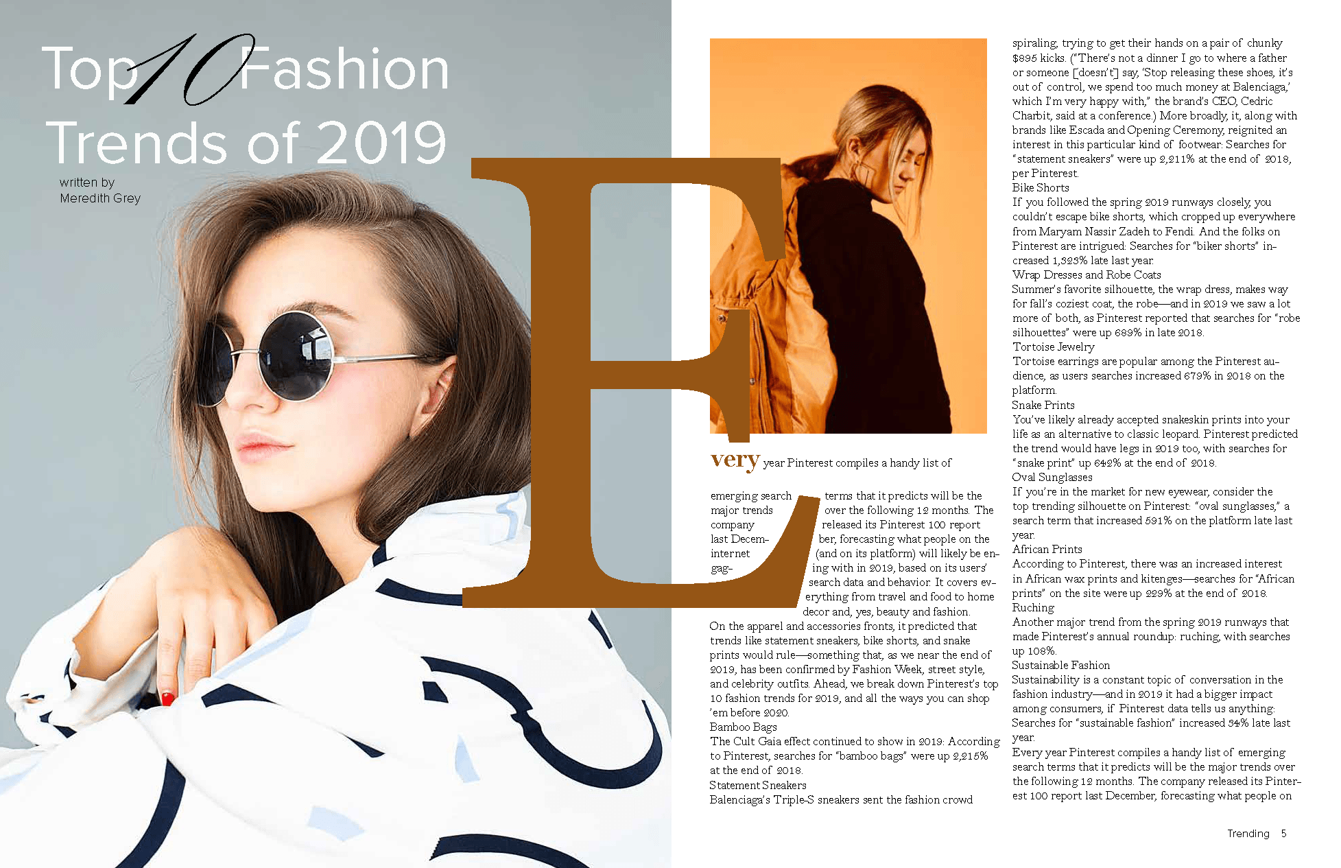 The second spread of Trending, the start of the article