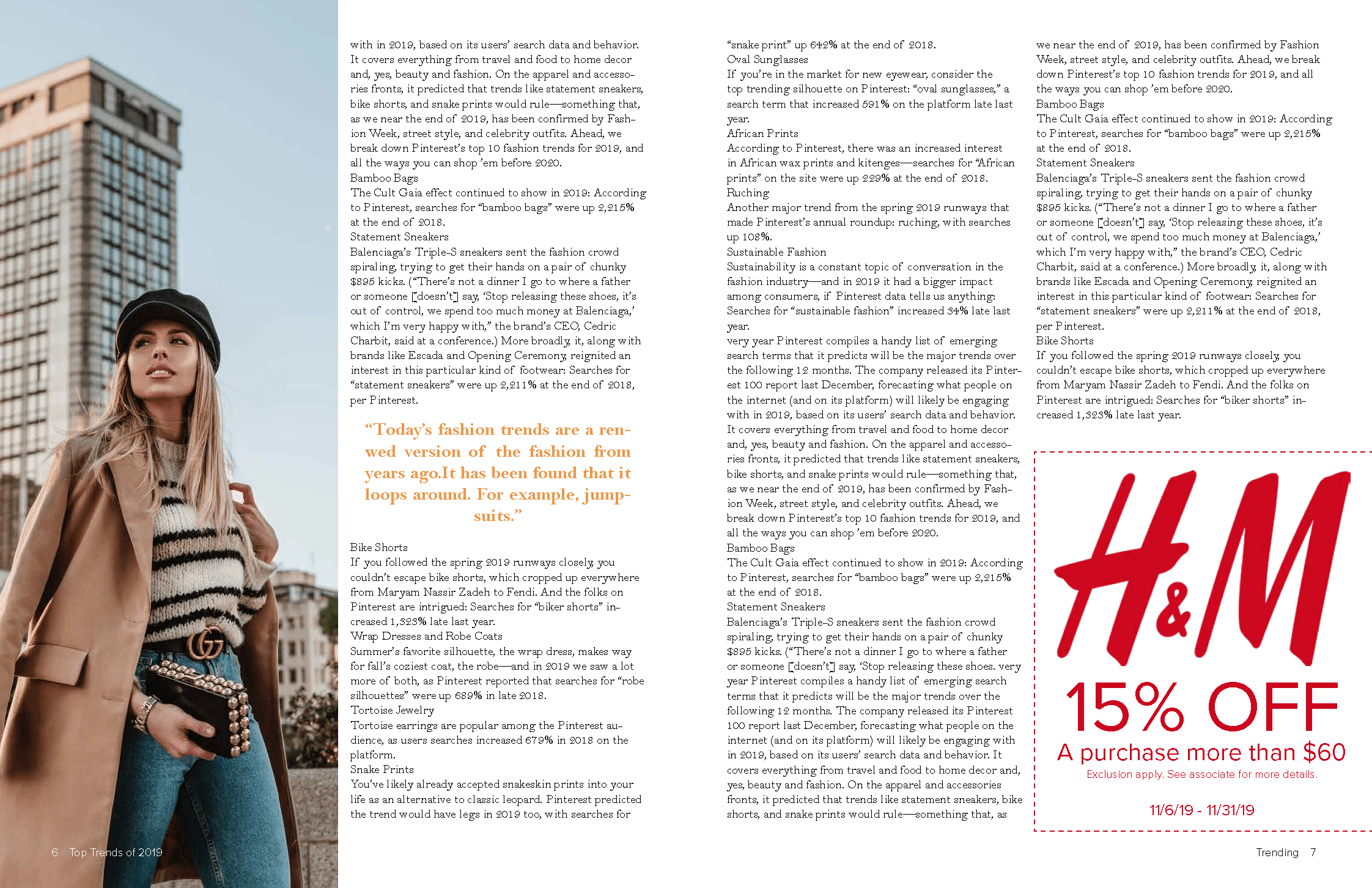 The third spread of Trending, the continuation of the article