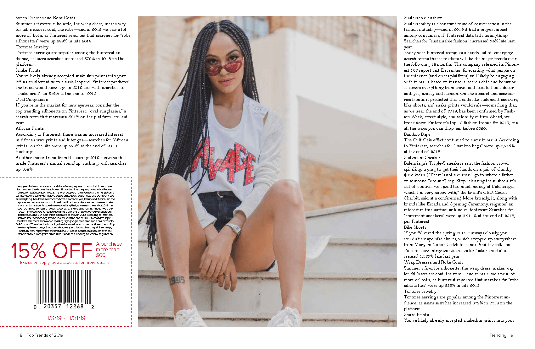 The fourth spread of Trending, the continuation of the article