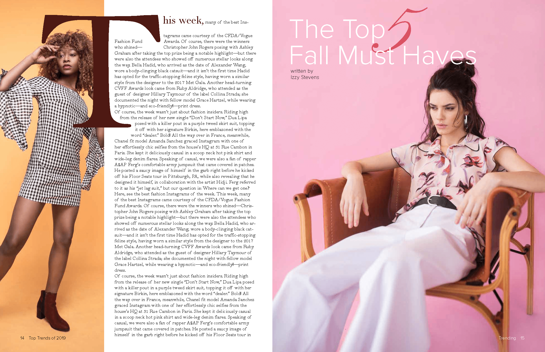 The seventh spread of Trending, the continuation of the second article